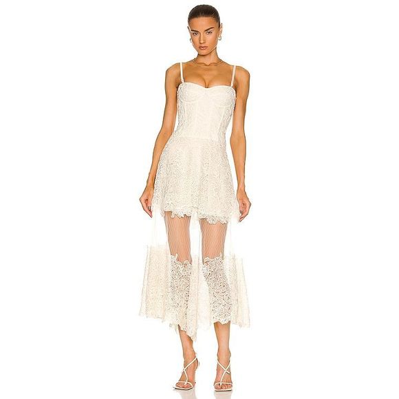 Jonathan Simkhai Strapless Lace Dress in Cream - Picture 2 of 10